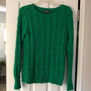 Lands End Cotton Drifter Cable Crew Neck Sweater.